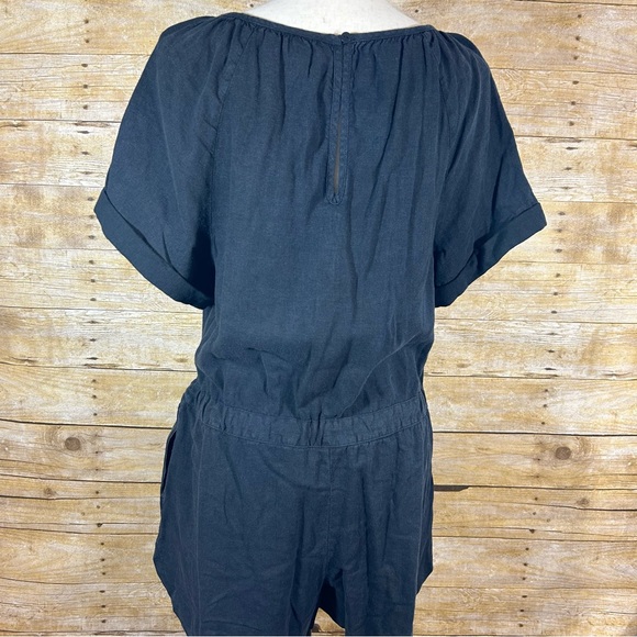 Universal Thread Black Linen Blend Romper Size XS Pockets V Neck Tie Waist - Picture 9 of 13